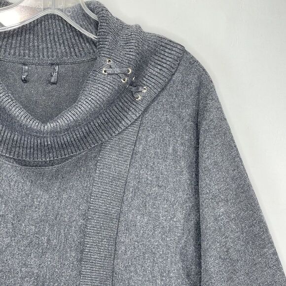 JM Collection Sweater Womens Size L Gray Crossover Turtleneck Dolman Sleeve - Picture 3 of 11